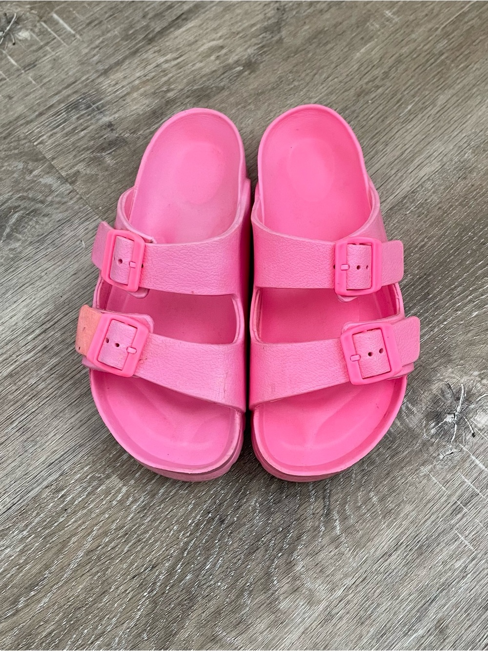 Pink Double Buckle Slide Sandals Women’s Size 8 Comfort Casual Slip-On
